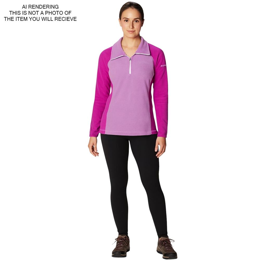 Columbia Sweater 1/4 Zip Athleisure Y2K Preppy Retro Casual Pink Purple Medium - Picture 7 of 7